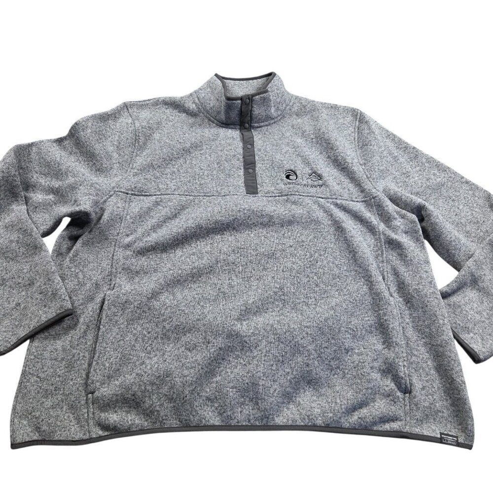 LL Bean Sweater Men’s 3XL Gray Pullover Snap T Fleece Slightly Fitted LOGO TAGS